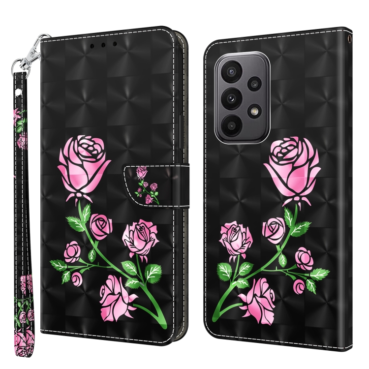 

For Samsung Galaxy A25 5G 3D Painted Leather Phone Case(Rose)