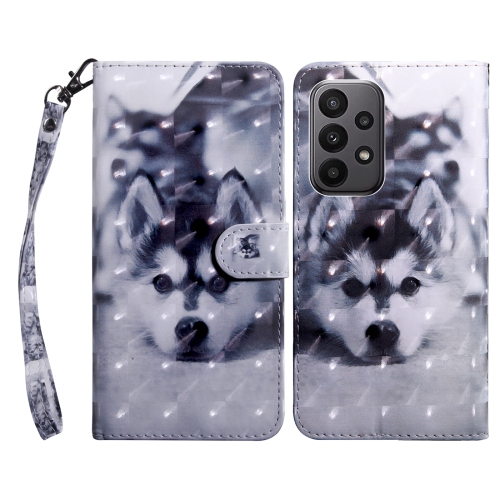 

For Samsung Galaxy A25 5G 3D Painted Leather Phone Case(Husky)