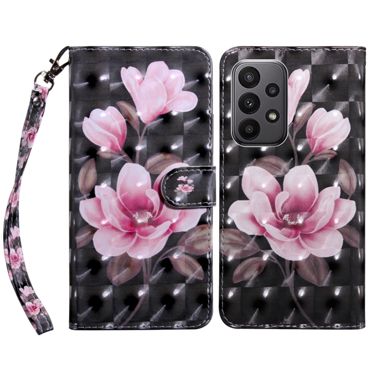 

For Samsung Galaxy A25 5G 3D Painted Leather Phone Case(Pink Flower)