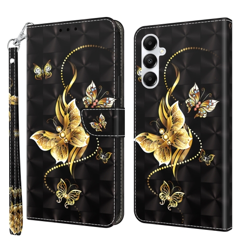 

For Samsung Galaxy A05s 3D Painted Leather Phone Case(Golden Swallow Butterfly)