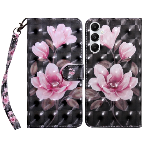 

For Samsung Galaxy A05s 3D Painted Leather Phone Case(Pink Flower)