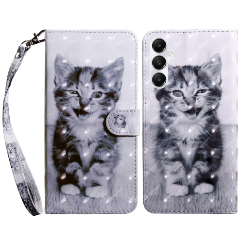 

For Samsung Galaxy A05s 3D Painted Leather Phone Case(Smile Cat)