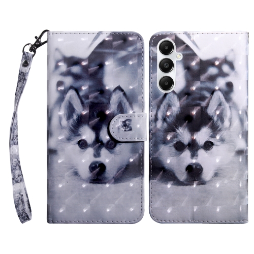 

For Samsung Galaxy A15 3D Painted Leather Phone Case(Husky)