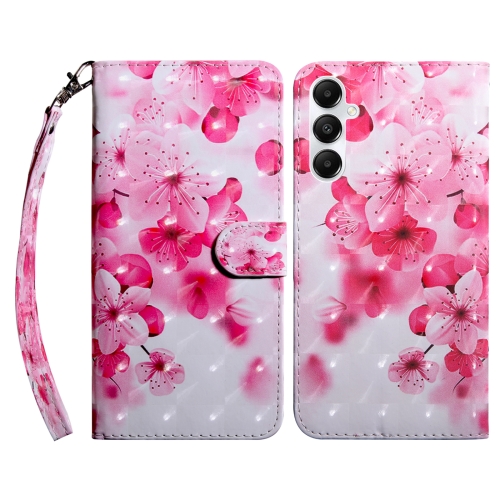 

For Samsung Galaxy A15 3D Painted Leather Phone Case(Red Flower)