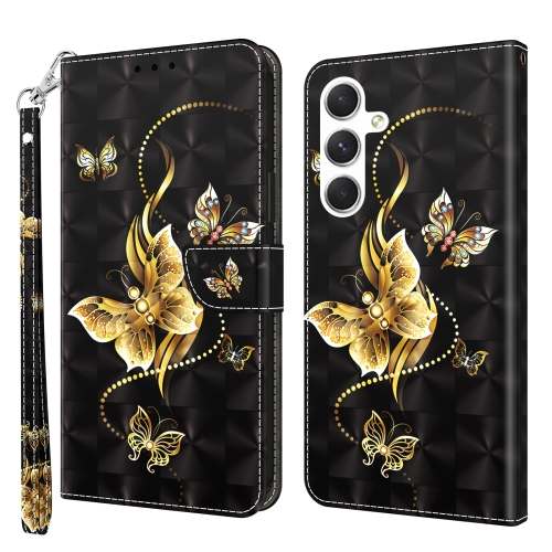 

For Samsung Galaxy S24 5G 3D Painted Leather Phone Case(Golden Swallow Butterfly)
