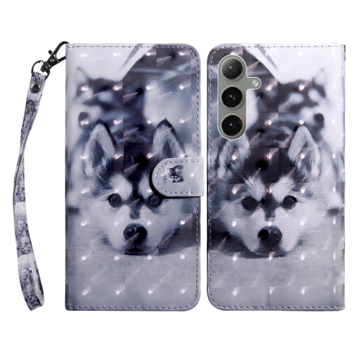 

For Samsung Galaxy S24+ 5G 3D Painted Leather Phone Case(Husky)