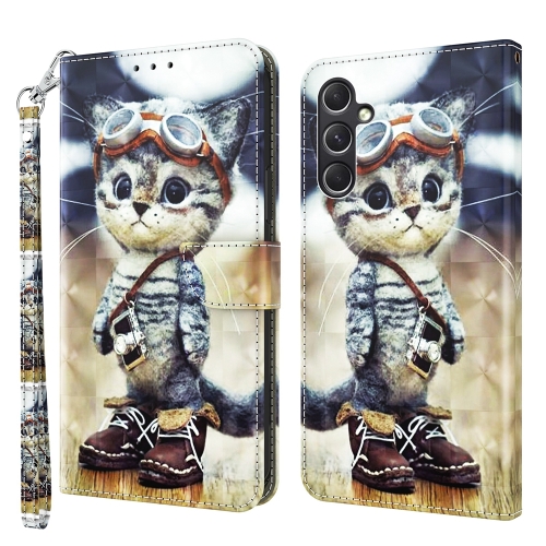 

For Samsung Galaxy A55 5G 3D Painted Leather Phone Case(Naughty Cat)