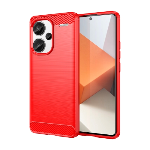 

For Xiaomi Redmi Note 13 Pro+ Brushed Texture Carbon Fiber TPU Phone Case(Red)