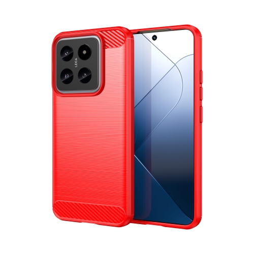 

For Xiaomi 14 Brushed Texture Carbon Fiber TPU Phone Case(Red)