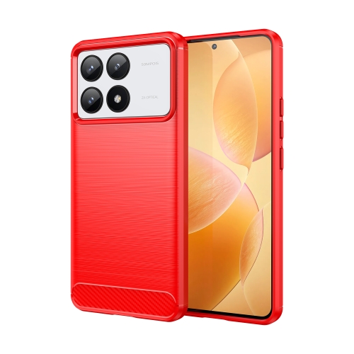 

For Xiaomi Redmi K70 Pro Brushed Texture Carbon Fiber TPU Phone Case(Red)