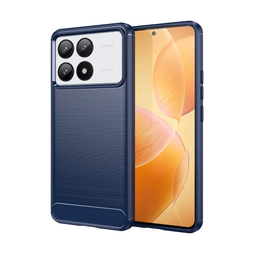 

For Xiaomi Redmi K70 Pro Brushed Texture Carbon Fiber TPU Phone Case(Blue)