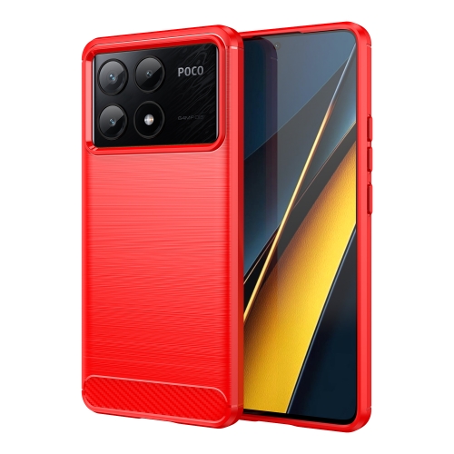 

For Xiaomi Poco X6 Pro 5G Brushed Texture Carbon Fiber TPU Phone Case(Red)