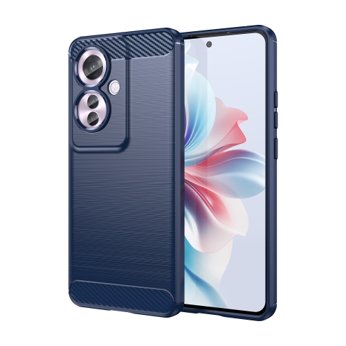 

For OPPO Reno11 F 5G Global Brushed Texture Carbon Fiber TPU Phone Case(Blue)