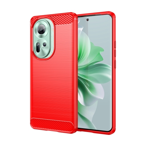 

For OPPO Reno11 Global Brushed Texture Carbon Fiber TPU Phone Case(Red)