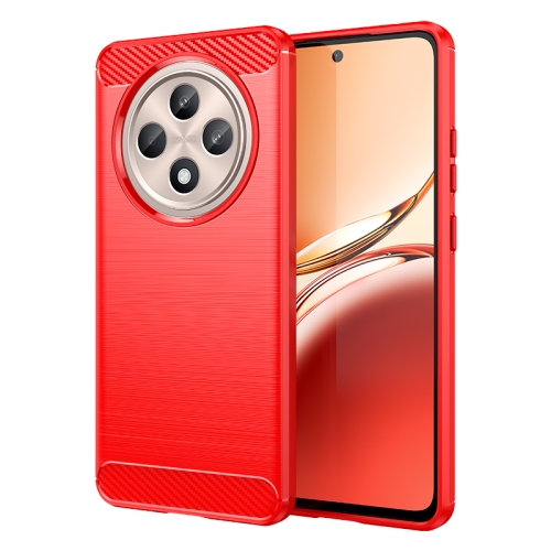 

For OPPO Reno12 F 4G Brushed Texture Carbon Fiber TPU Phone Case(Red)