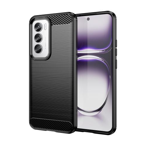 

For OPPO Reno12 Pro Global Carbon Fiber Brushed Texture TPU Phone Case(Black)