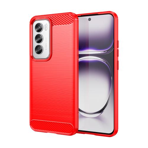 

For OPPO Reno12 Pro Global Carbon Fiber Brushed Texture TPU Phone Case(Red)