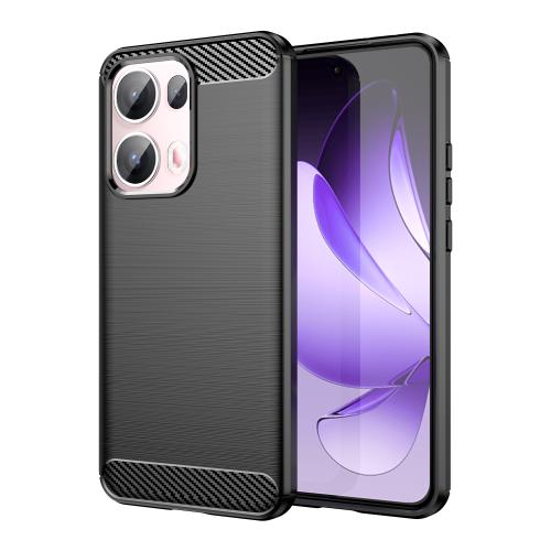 

For OPPO Reno13 Pro Global Carbon Fiber Brushed Texture TPU Phone Case(Black)