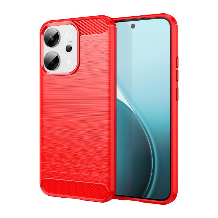 

For OPPO Reno14 Global Carbon Fiber Brushed Texture TPU Phone Case(Red)