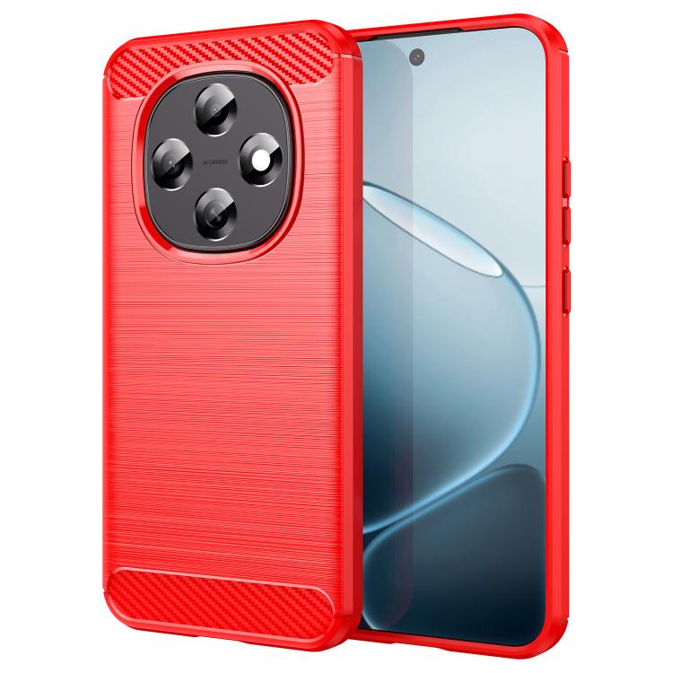 

For OPPO F31 Pro 5G Carbon Fiber Brushed Texture TPU Phone Case(Red)