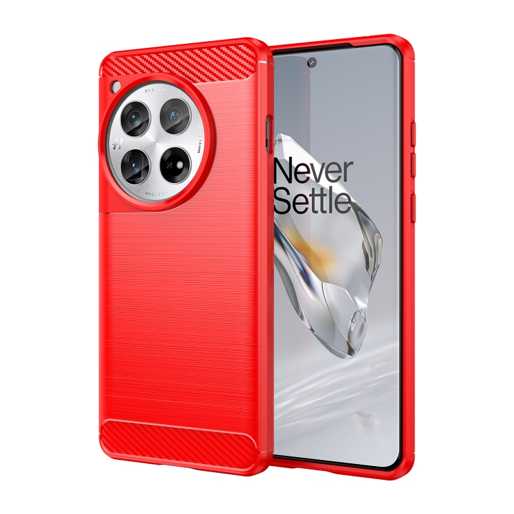 

For OnePlus 12 Carbon Fiber Brushed Texture TPU Phone Case(Red)