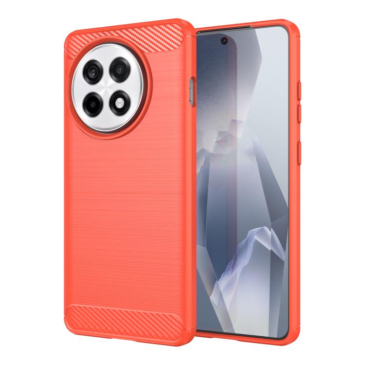 

For OnePlus 13R Carbon Fiber Brushed Texture TPU Phone Case(Red)