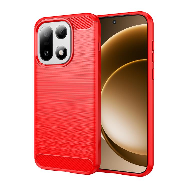 

For OnePlus 15 Carbon Fiber Brushed Texture TPU Phone Case(Red)