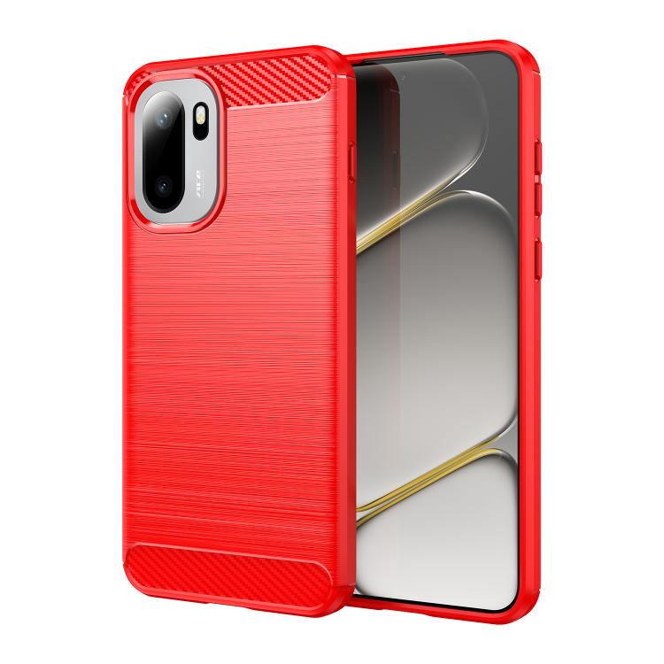 

For OnePlus Ace 6 5G Carbon Fiber Brushed Texture TPU Phone Case(Red)