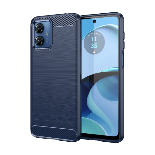 

For Motorola Moto G14 Brushed Texture Carbon Fiber TPU Phone Case(Blue)