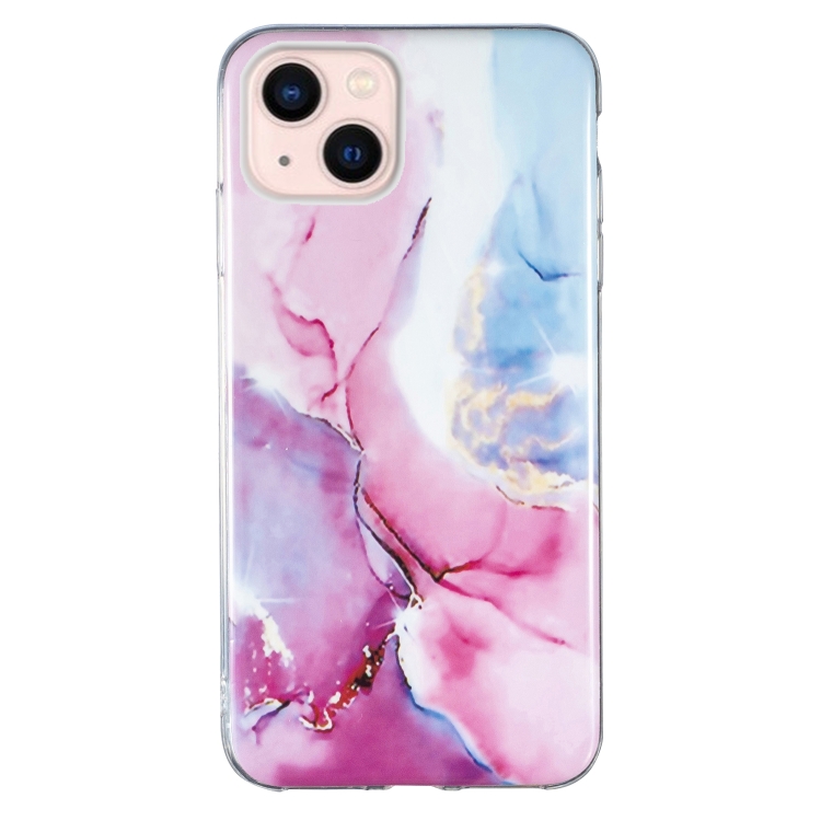 

IMD Marble TPU Phone Case For iPhone 15 Plus(Pink Blue)