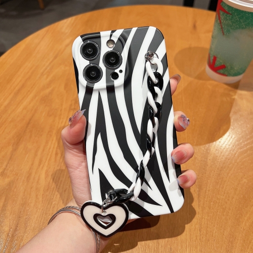 

For iPhone 13 Pro Max Frosted Bracelet TPU Phone Case(Zebra Texture)