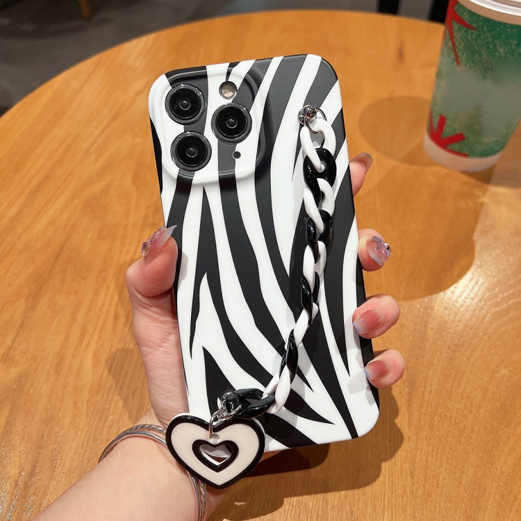 

For iPhone 11 Pro Frosted Bracelet TPU Phone Case(Zebra Texture)