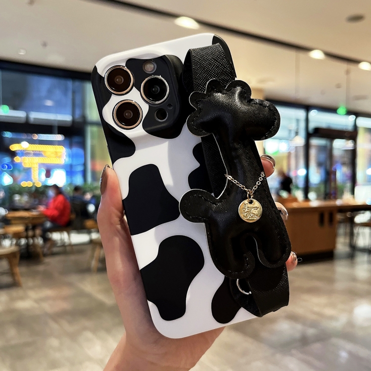 

For iPhone 14 Pro Frosted Wrist Band TPU Phone Case(Milk Cow Texture)