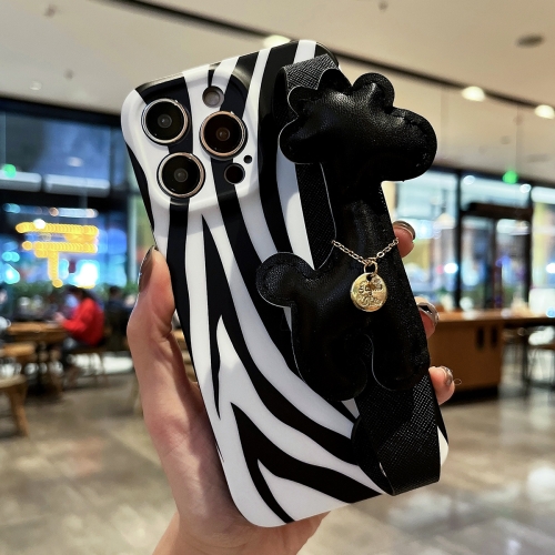 

For iPhone 12 Pro Frosted Wrist Band TPU Phone Case(Zebra Texture)