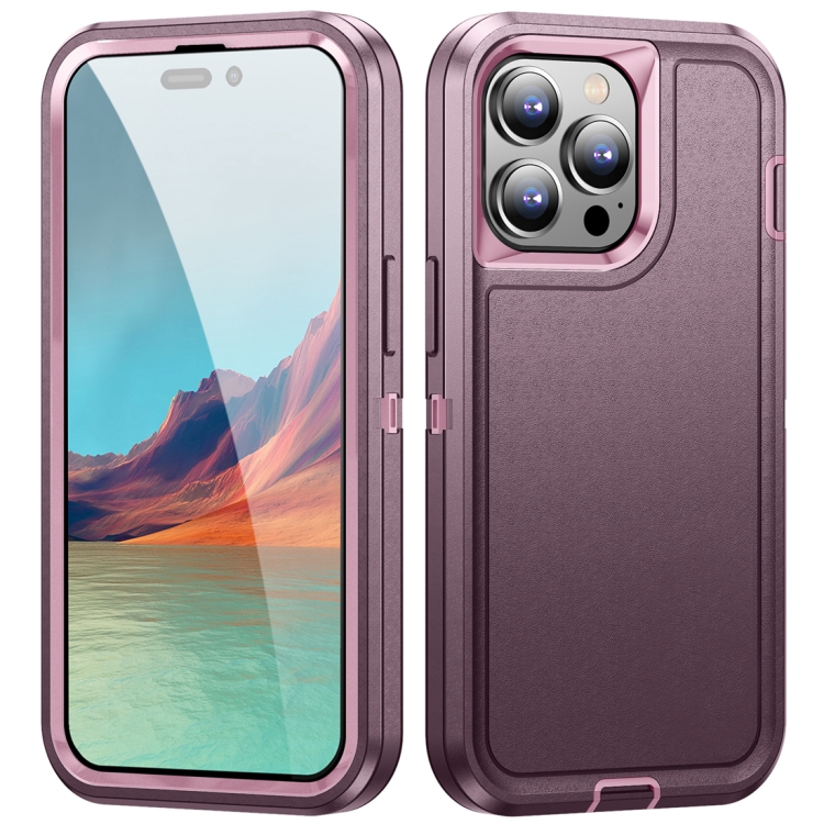 

For iPhone 15 Pro Max Life Waterproof Rugged Phone Case(Purple + Pink)