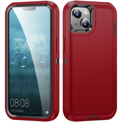 

For iPhone 15 Life Waterproof Rugged Phone Case(Red + Black)