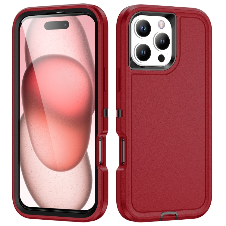 

For iPhone 16 Pro Life Waterproof Rugged Phone Case(Red + Black)