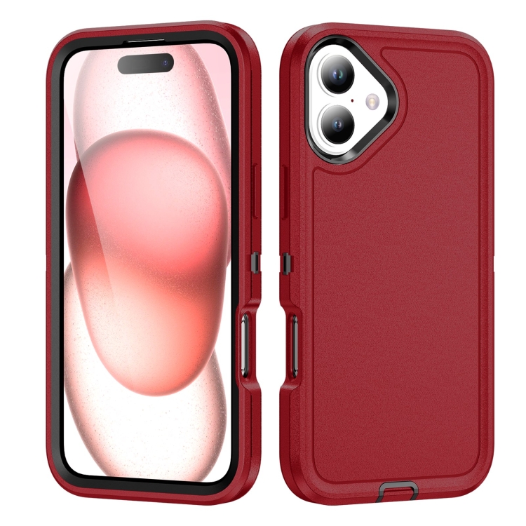 

For iPhone 16 Life Waterproof Rugged Phone Case(Red + Black)