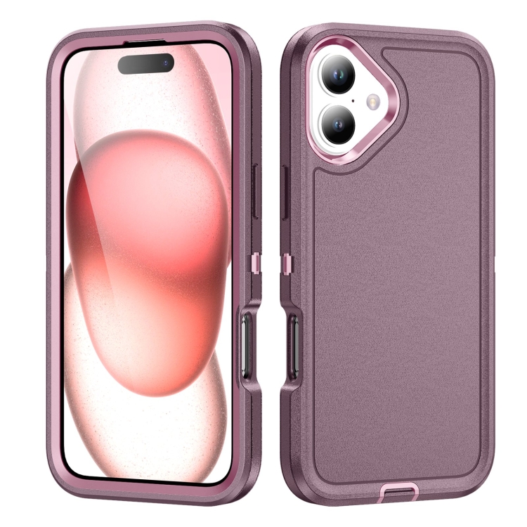 

For iPhone 16 Life Waterproof Rugged Phone Case(Purple + Pink)