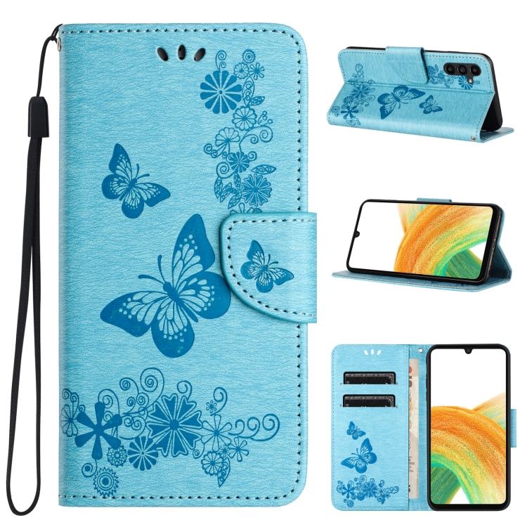 

For Samsung Galaxy S24 5G Butterfly Embossed Flip Leather Phone Case(Blue)