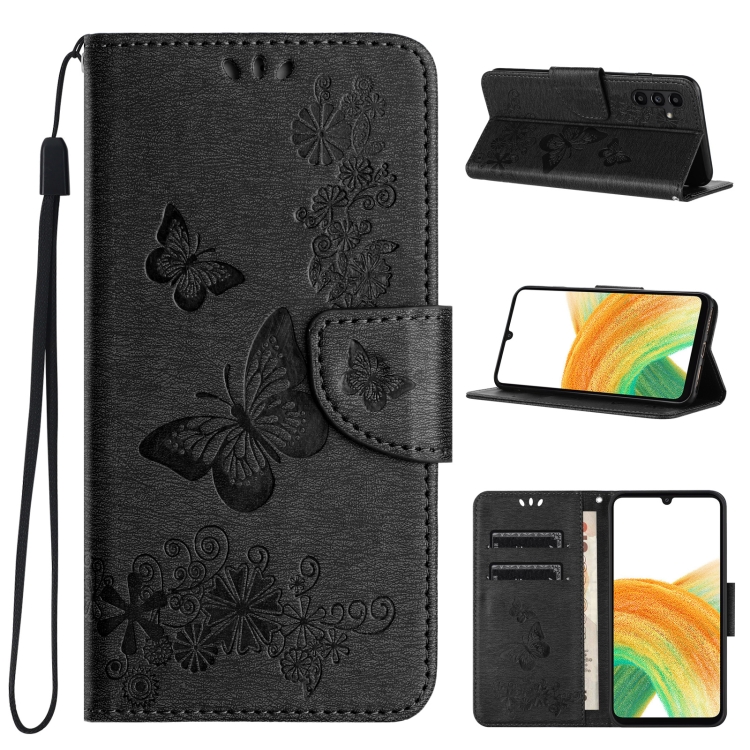 

For Samsung Galaxy S24 5G Butterfly Embossed Flip Leather Phone Case(Black)