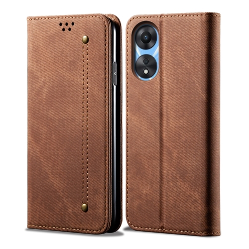 

For OPPO A38 4G / A18 4G Denim Texture Casual Style Horizontal Flip Leather Case(Brown)