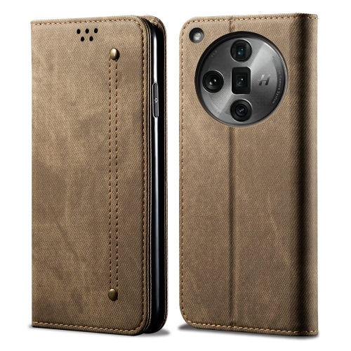 

For OPPO Find X7 Denim Texture Casual Style Horizontal Flip Leather Case(Khaki)