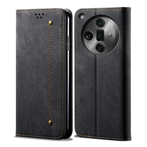 

For OPPO Find X7 Denim Texture Casual Style Horizontal Flip Leather Case(Black)