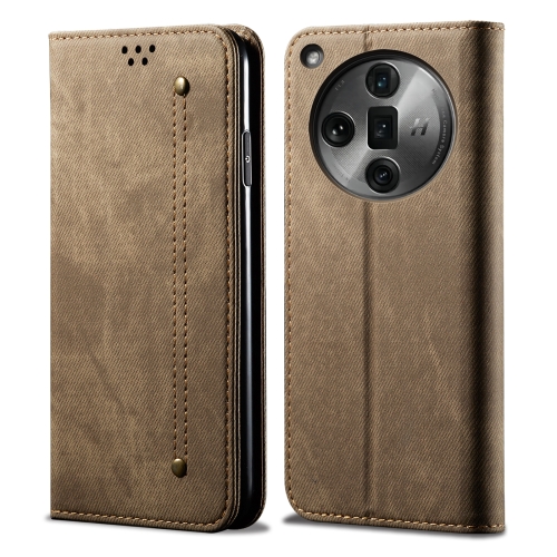 

For OPPO Find X7 Pro/Find X7 Ultra Denim Texture Casual Style Horizontal Flip Leather Case(Khaki)