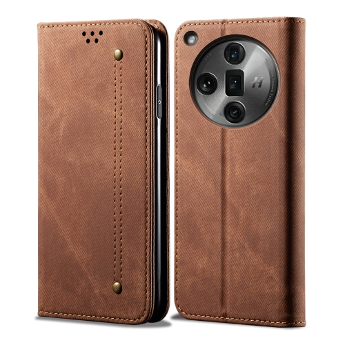 

For OPPO Find X7 Pro/Find X7 Ultra Denim Texture Casual Style Horizontal Flip Leather Case(Brown)