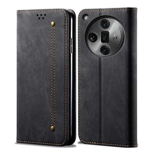 

For OPPO Find X7 Pro/Find X7 Ultra Denim Texture Casual Style Horizontal Flip Leather Case(Black)