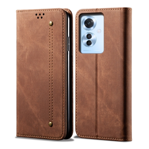 

For OPPO Reno11 F / F25 Pro Denim Texture Casual Style Horizontal Flip Leather Case(Brown)