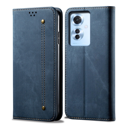 

For OPPO Reno11 F / F25 Pro Denim Texture Casual Style Horizontal Flip Leather Case(Blue)