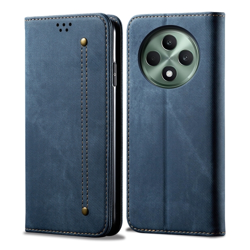 

For OPPO Reno12 F 5G Global Denim Texture Casual Style Horizontal Flip Leather Case(Blue)